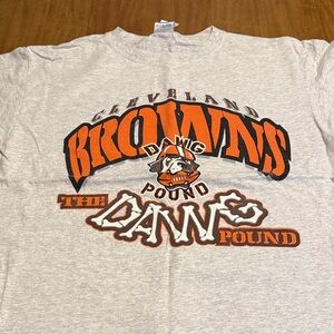 Gray Graphic Tee with Bold Orange & Black Print